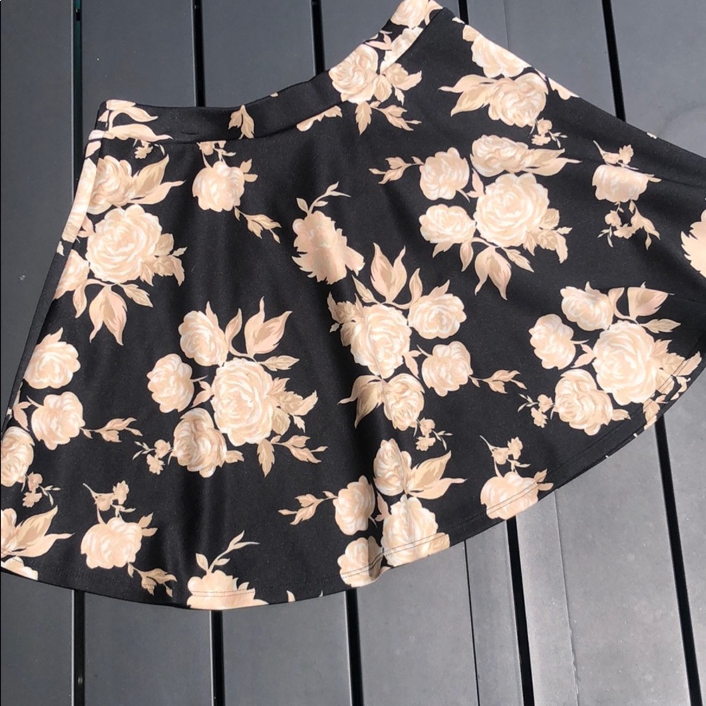 Black floral skirt